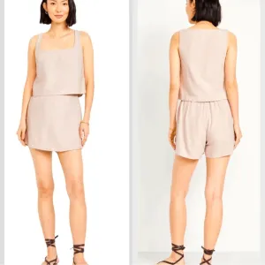 NWTS💓GAP OLD NAVY L💓 LINEN TOP AND MINI SKORT BUNDLE SQUARE NECK WRAP SKIRT SET