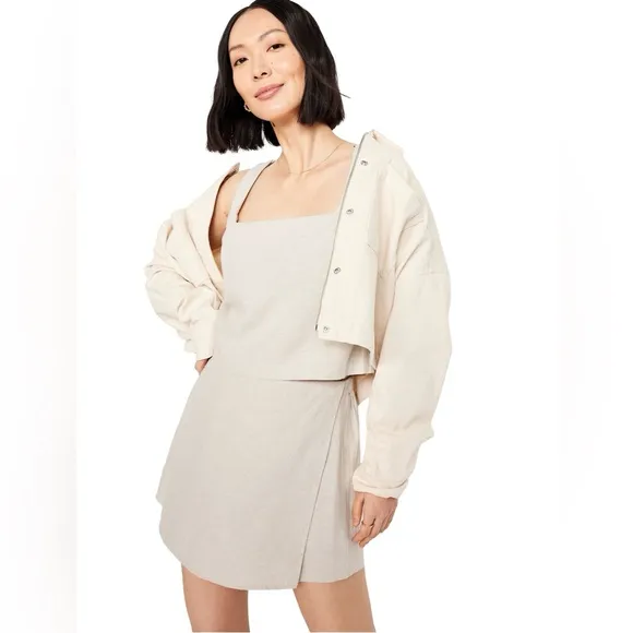 NWTS💓GAP OLD NAVY L💓 LINEN TOP AND MINI SKORT BUNDLE SQUARE NECK WRAP SKIRT SET