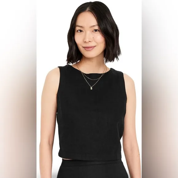 NWTS💓GAP OLD NAVY LG💓BLACK LINEN BUNDLE BACK BUTTON TOP MIDI SKIRT W SIDE SLIT
