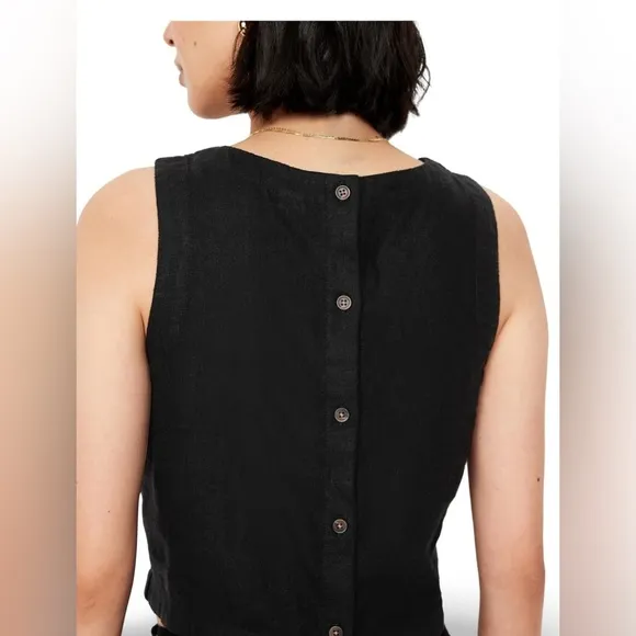 NWTS💓GAP OLD NAVY LG💓BLACK LINEN BUNDLE BACK BUTTON TOP MIDI SKIRT W SIDE SLIT