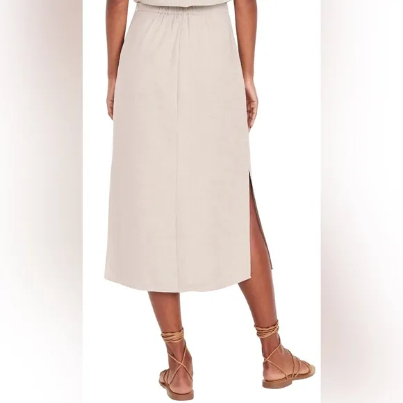 NWTS💓GAP OLD NAVY XL💓LINEN BUTTON BACK TOP WITH MIDI SKIRT BUNDLE SIDE SLIT