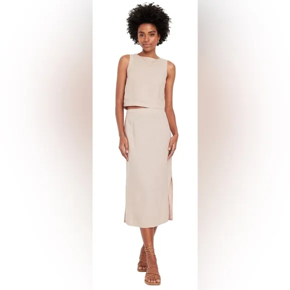 NWTS💓GAP OLD NAVY XL💓LINEN BUTTON BACK TOP WITH MIDI SKIRT BUNDLE SIDE SLIT
