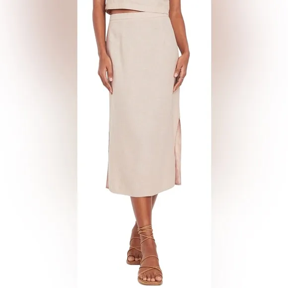 NWTS💓GAP OLD NAVY XL💓LINEN BUTTON BACK TOP WITH MIDI SKIRT BUNDLE SIDE SLIT