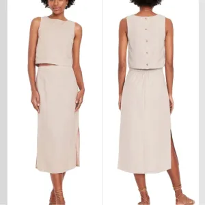 NWTS💓GAP OLD NAVY XL💓LINEN BUTTON BACK TOP WITH MIDI SKIRT BUNDLE SIDE SLIT