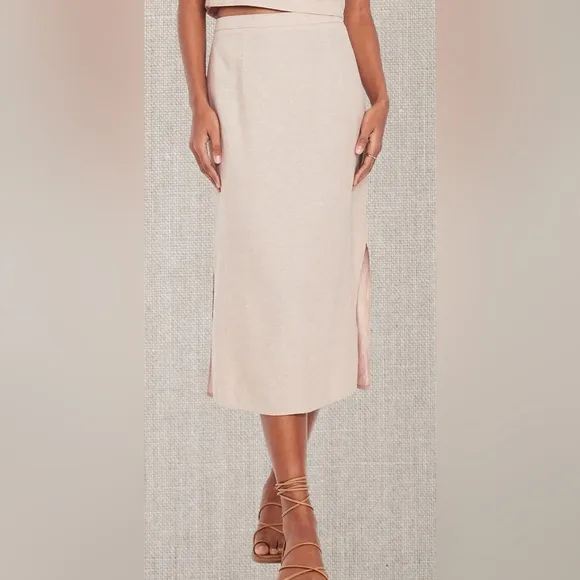 NWTS💓GAP OLD NAVY XL💓LINEN BUTTON BACK TOP WITH MIDI SKIRT BUNDLE SIDE SLITS