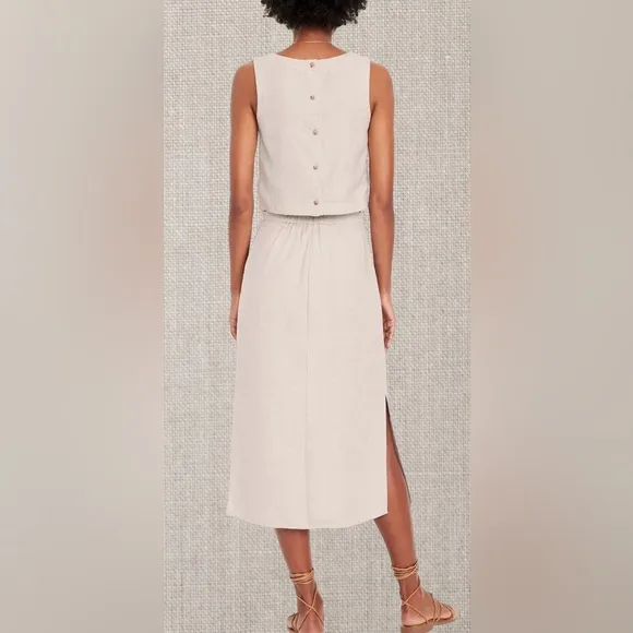 NWTS💓GAP OLD NAVY XL💓LINEN BUTTON BACK TOP WITH MIDI SKIRT BUNDLE SIDE SLITS
