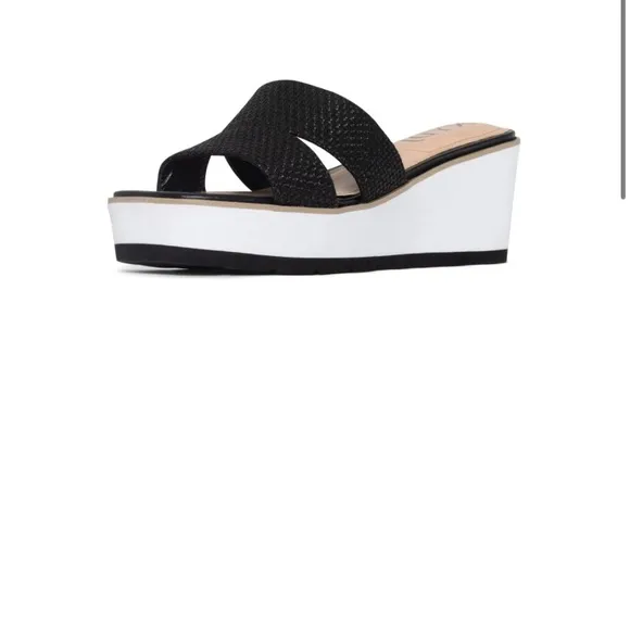 NYDJ  Black Jute Platform Slide Sandals -Raizy size 6M