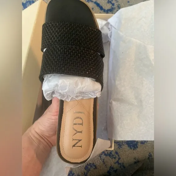 NYDJ  Black Jute Platform Slide Sandals -Raizy size 6M