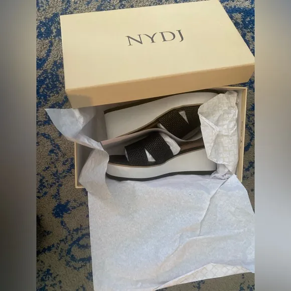 NYDJ  Black Jute Platform Slide Sandals -Raizy size 6M