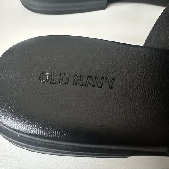 Old Navy Fisherman Mule faux Leather Unisex Size 8 Woven Black Sandals