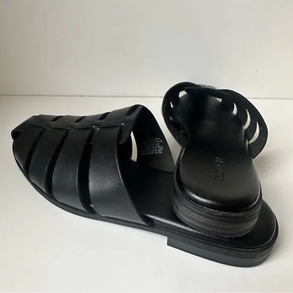 Old Navy Fisherman Mule faux Leather Unisex Size 8 Woven Black Sandals