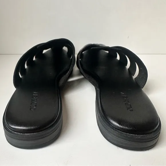 Old Navy Fisherman Mule faux Leather Unisex Size 8 Woven Black Sandals