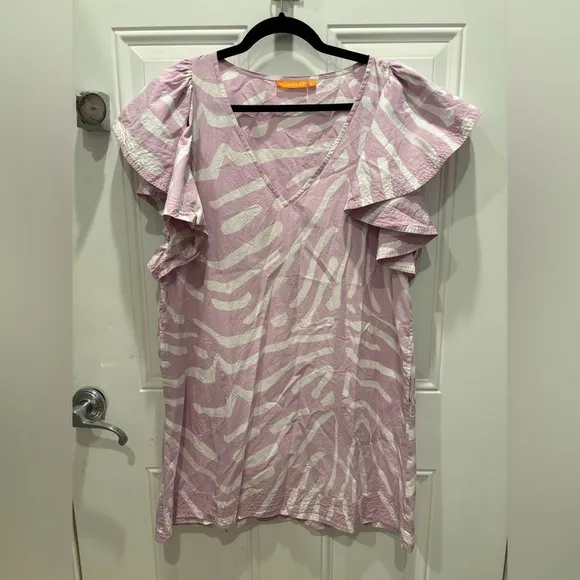 Oliphant Zebra Lilac Flirty V-Neck Dress