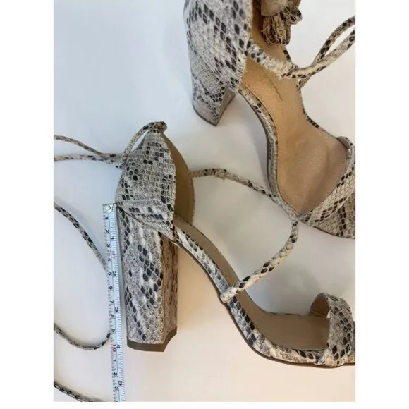 OLIVIA FERGUSON /  Snake Laceup / Print / Block Heel /  Sandals  With Open Toe