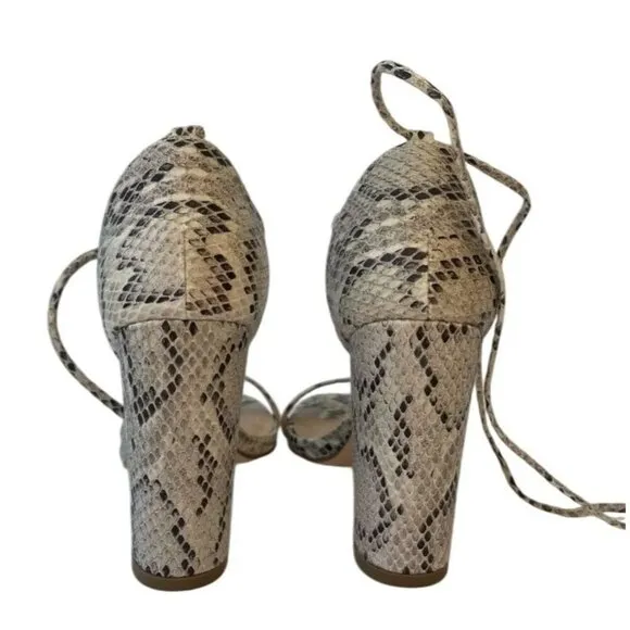 OLIVIA FERGUSON /  Snake Laceup / Print / Block Heel /  Sandals  With Open Toe