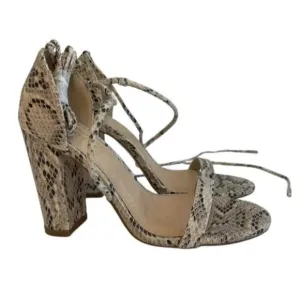 OLIVIA FERGUSON /  Snake Laceup / Print / Block Heel /  Sandals  With Open Toe