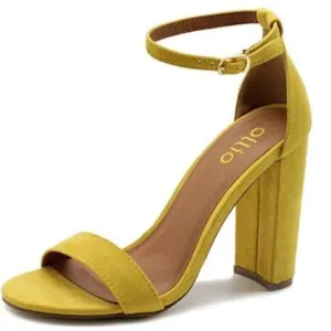 Ollio Womens Faux Suede Simple Ankle Heel Sandals