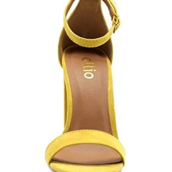 Ollio Womens Faux Suede Simple Ankle Heel Sandals