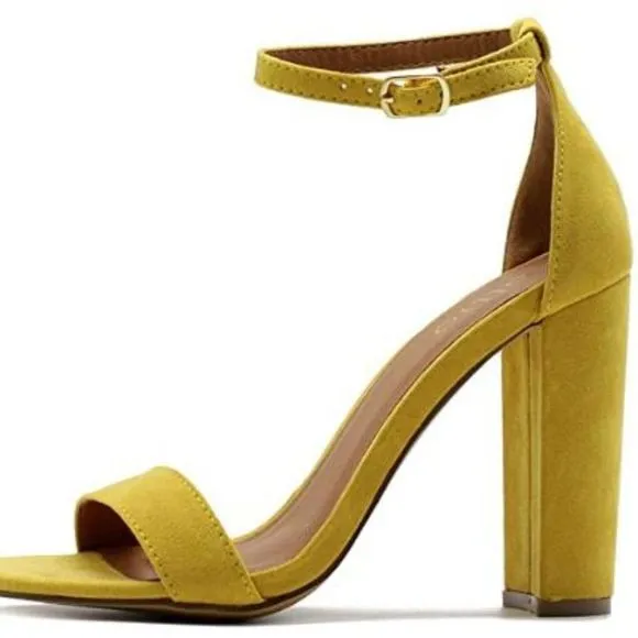 Ollio Womens Faux Suede Simple Ankle Heel Sandals