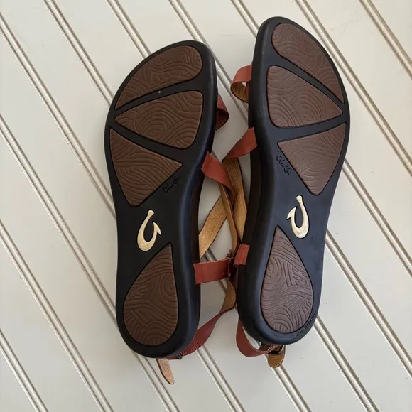 OluKai Brown Sandals with Strappy Design and Adjustable Buckle