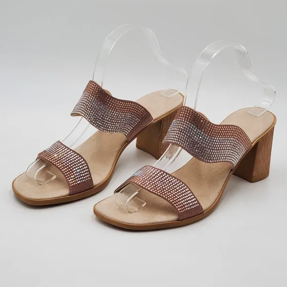 Onex Rhinestone Block Heel Sandals
