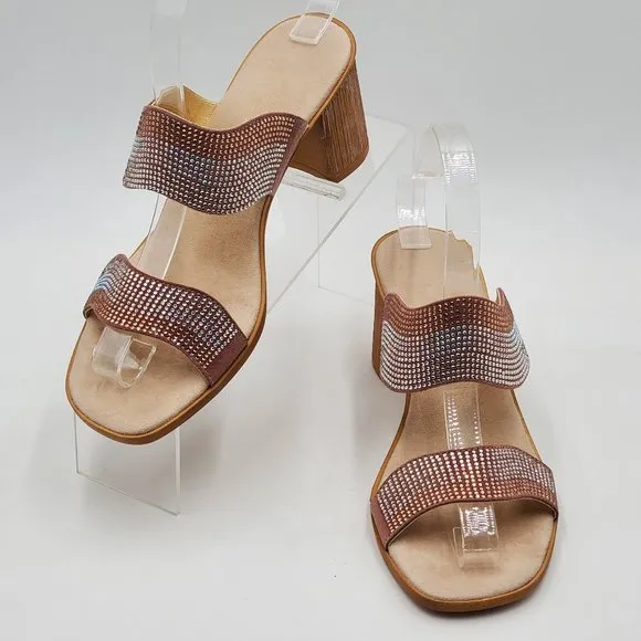 Onex Rhinestone Block Heel Sandals