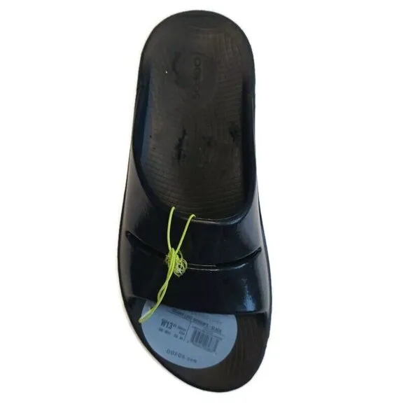 OOFOS Ooahh Luxe Recovery Slide Pool Sandal Black Mens Size 11 Womens Size 13