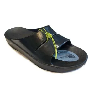 OOFOS Ooahh Luxe Recovery Slide Pool Sandal Black Mens Size 11 Womens Size 13