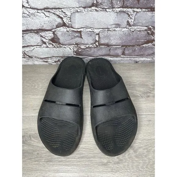 OOFOS OOahh Recovery Black Rubber Slip On Lightweight Sandals Men Sz 12M US/45EU