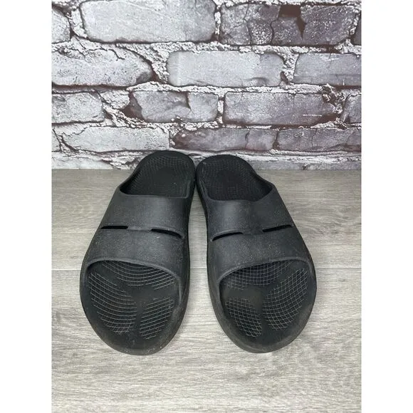 OOFOS OOahh Recovery Black Rubber Slip On Lightweight Sandals Men Sz 12M US/45EU