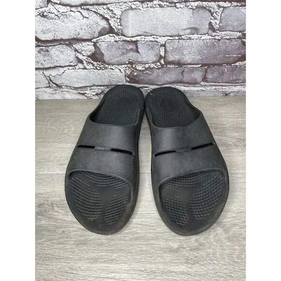 OOFOS OOahh Recovery Black Rubber Slip On Lightweight Sandals Men Sz 12M US/45EU