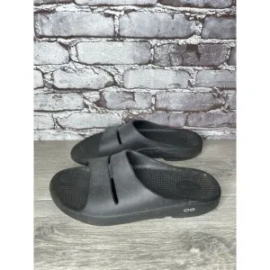OOFOS OOahh Recovery Black Rubber Slip On Lightweight Sandals Men Sz 12M US/45EU