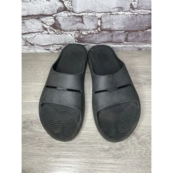 OOFOS OOahh Recovery Black Rubber Slip On Lightweight Sandals Men Sz 12M US/45EU