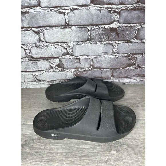 OOFOS OOahh Recovery Black Rubber Slip On Lightweight Sandals Men Sz 12M US/45EU