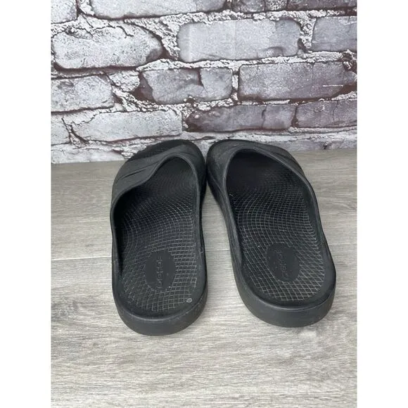 OOFOS OOahh Recovery Black Rubber Slip On Lightweight Sandals Men Sz 12M US/45EU