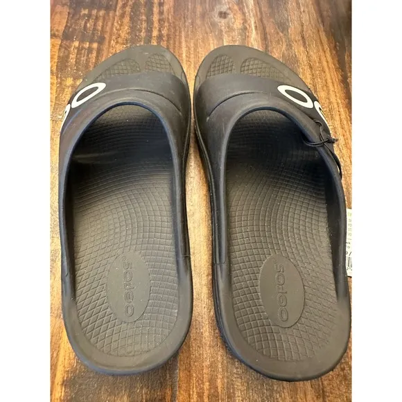 OOFOS OOahh Sport Slide Black Sandals Recovery Comfort Mens 9 Womens 11