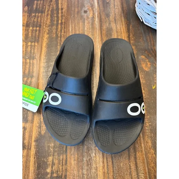 OOFOS OOahh Sport Slide Black Sandals Recovery Comfort Mens 9 Womens 11