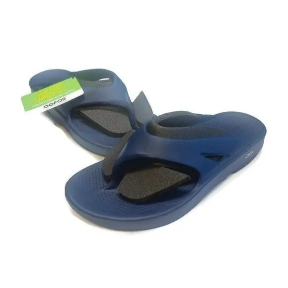 OOFOS Ooriginal Recovery Slide Pool Sandal Mens Size 12 Womens Size 14 Navy Blue
