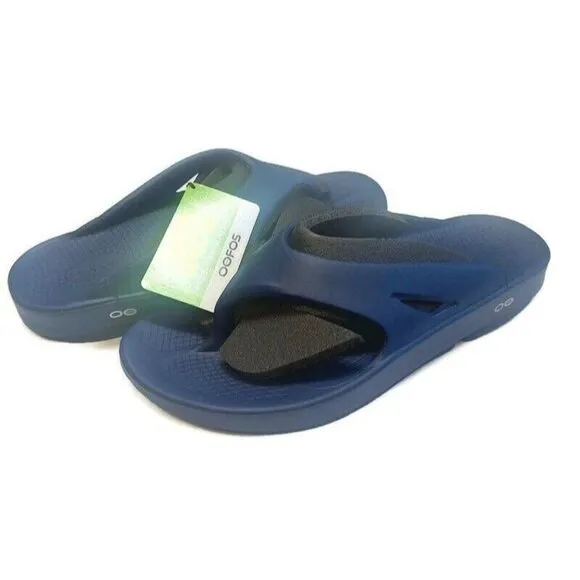 OOFOS Ooriginal Recovery Slide Pool Sandal Mens Size 12 Womens Size 14 Navy Blue