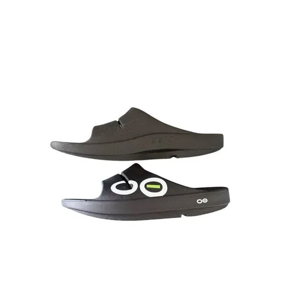Oofos Ooahh Unisex Black White Slip On Sport Slide Recovery Sandals Size M12 W14