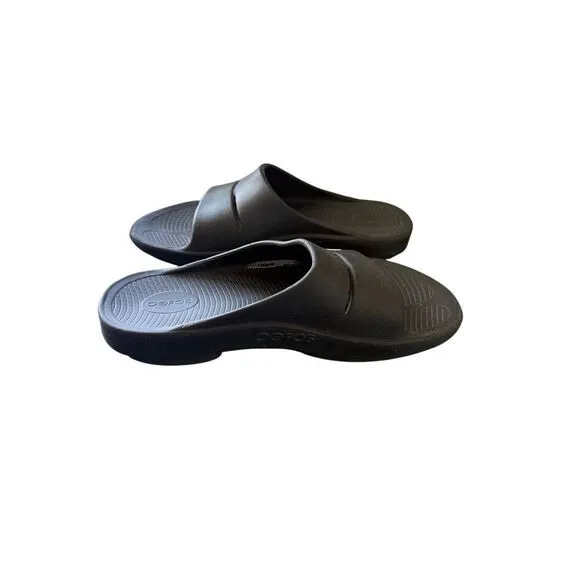 Oofos Ooahh Unisex Black White Slip On Sport Slide Recovery Sandals Size M12 W14