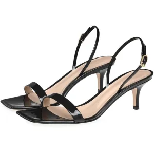 Open Square Toe Heeled Sandals Slip On Adjustable Buckle Strap Kitten Heels