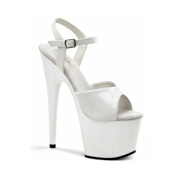 Open-Toe Ankle Strap Platform Sandals White