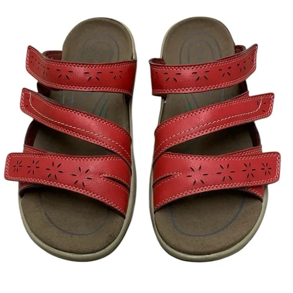 OrthoFeet Red Sahara Arch Support Orthotic Slide Sandals Women’s Size 8 Wide