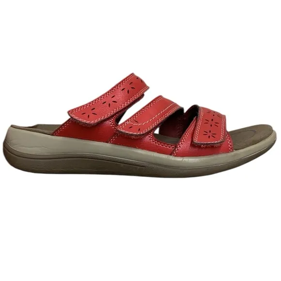 OrthoFeet Red Sahara Arch Support Orthotic Slide Sandals Women’s Size 8 Wide