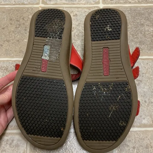 OrthoFeet Red Sahara Arch Support Orthotic Slide Sandals Women’s Size 8 Wide
