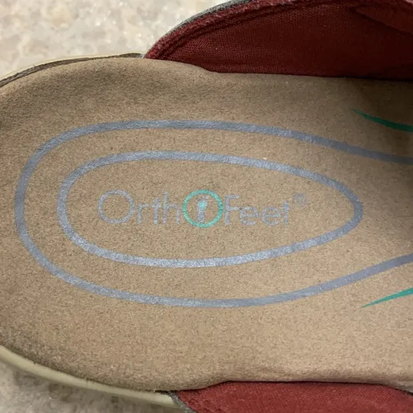 OrthoFeet Red Sahara Arch Support Orthotic Slide Sandals Women’s Size 8 Wide