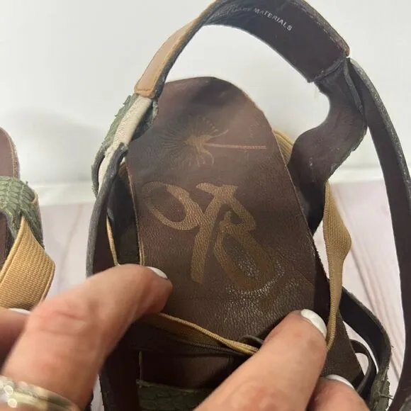 OTBT Taupe Laconia Leather Wedge Sandals