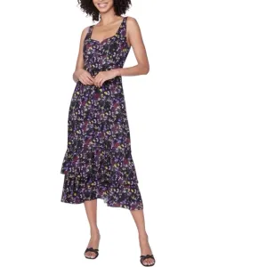 PAIGE Black Floral Ditsy Michelada Square Neck Sleeveless Dress Size Small