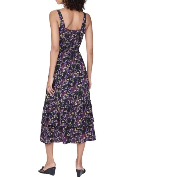 PAIGE Black Floral Ditsy Michelada Square Neck Sleeveless Dress Size Small